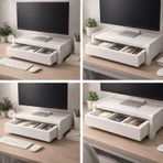 Ahşap Çekmeceli Monitör Standı Masaüstü Ergonomik Yükseltici Ve Düzenleyici