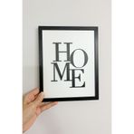 Ahşap Çerçeveli 2 Katmanlı Home Yazılı MDF Duvar Tablosu Siyah | 25x20 cm