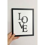 Ahşap Çerçeveli 2 Katmanlı Love Yazılı MDF Duvar Tablosu Siyah | 25x20 cm