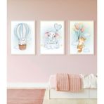 Ahşap Çerçeveli 3 Lü Çocuk Odası Tablo Home Ev Çocuk Odası Dekor Yatak Odası Fotoğraf Çerçevesi - Beyaz - 15x21