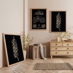 Ahşap Çerçeveli Arapça Dua Dini Üçlü Ahşap Tablo Seti - 35 x 50