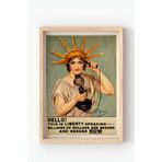 Ahşap Çerçeveli Liberty Speaking Poster – Vintage Özgürlük Heykeli Temalı Duvar Tablosu Çok Renkli 10 x 15