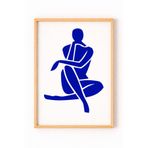 Ahşap Çerçeveli Mavi Soyut Figür Poster Minimal Modern Duvar Tablosu Ahşap Çerçeveli 30 x 40