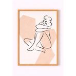 Ahşap Çerçeveli Minimal Figür Line Art Poster Modern Zarif Duvar Tablosu Ahşap Çerçeveli 30 x 40