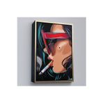 Ahşap Çerçeveli Sigara İçen Pop Art Kadın Tablosu-7929