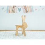 Ahşap Çocuk Sandalyesi - Tavşan Tasarımlı, Montessori Tarzı, Doğal Ahşap - Naturel Ahşap