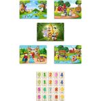 Ahşap Çocuk Yapboz Puzzle Seti 5’li Eşleştirme Oyunu Hafıza Kartları Sevimli Rakamlar Sayılar M2