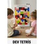 Ahşap Çocuklar İçin Dev Tetris Renkli 25x30 cm - Eğitici Zeka Geliştirici Montessori Yapboz Oyunu-3mm MDF
