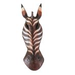 Ahşap Dekoratif Mask Zebra Kalın Çizgili 50CM Otantik Duvar Süsü Dekor