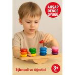 Ahşap Denge Oyunu – Renkli Halkalı Eğitici Motor Beceri ve Koordinasyon Geliştirici