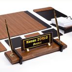 Ahşap Desenli Deri Sümen Seti Masif Masa İsimliği Sümen Takımı