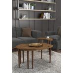 Ahşap Desenli Mdf Orta Sehpa - 3lü Sehpa - Zigon Sehpa - kahverengi