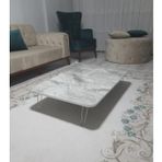 Ahşap Dikdörtgen Yer Sofrası-Hamur Açma Masası - Beyaz Mermer 70 x 120 cm
