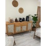 Ahşap Doğal Bambu Hazeranlı Masif Konsol Büfe - 150x80x40 - Ahşap Rengi
