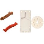 Ahşap düğüm yıldızı, düğüm yıldızı, bileklik düğüm ipliği, arkadaşlık bantları el işi seti, 1 kare + 1 yuvarlak, 2 pamuk halat 1,2 mm x 2,2 m (1 kırmızı + 1 renkli), müzik severler, seyahat tutkunları