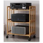 Ahşap DVD Oynatıcı Stant Rafı, Hareketli Döner Tabla Tutuculu 3 Katmanlı Ses Rafı Kule, TV Stereo Medya Duvar Ünitesi Köşe Raflı Oturma Odası veya Ofis için İdeal 88 cm Yükseklik x 60 cm Uzunluk