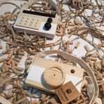 Ahşap Eğitici Oyuncak Set Elyapımı Baby Radyo + Fotoğraf Makinesi (Beyaz)