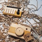 Ahşap Eğitici Oyuncak Set Elyapımı Baby Radyo + Fotoğraf Makinesi (Hardal)