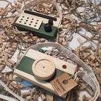 Ahşap Eğitici Oyuncak Set Elyapımı Baby Radyo + Fotoğraf Makinesi (Koyu Yeşil)