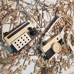 Ahşap Eğitici Oyuncak Set Elyapımı Baby Radyo + Fotoğraf Makinesi (Siyah)