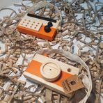 Ahşap Eğitici Oyuncak Set Elyapımı Baby Radyo + Fotoğraf Makinesi (Turuncu)