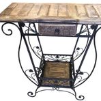 Ahşap Ferforje Oymalı Dresuar Etajer Çekmeceli 79x38x77 cm.