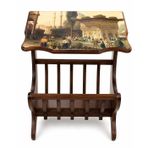 Ahşap Gazetelik Sehpa, Üçüncü Ahmet Çeşmesi Baskılı, Parlak Ceviz Boya, MDF Tabla, 46x27 cm, 55 cm Yükseklik