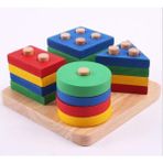 Ahşap Geometrik Zeka Oyunu, Eğlenceli ve Öğretici Çocuk Oyuncağı - Seçenek 1 - Ahşap - Ceviz
