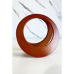 Ahşap Görünümlü Plastik Yuvarlak Çanta Bursu, 16 cm - Taba
