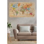 Ahşap Görünümlü Türkçe Eğitici Detaylı Atlası Dünya Haritası Duvar Sticker -60x105-3868 Dropçek eticaretdrpharitastcker-3868