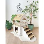 Ahşap Iki Katlı Kedi Kalesi │ Modern Kedi Mobilyası │ Ahşap Evcil Hayvan Evi │ Qpr Desıgn - X-Large
