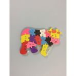 Ahşap İnek Figürlü Renkli Puzzle/Yapboz 15 Parça Eğitici Oyuncak