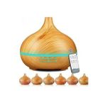 Ahşap Kahverengi Uzaktan Kumandalı 550 ml Aroma Difüzörü Ultrasonik Hava Nemlendirici 7 Renk Led