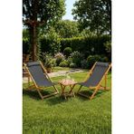 Ahşap Katlanabilir Şezlong Set, 3'lü Takım, Gürgen Ağacı, Kırmızı, Plaj, Bahçe, Teras, Ba