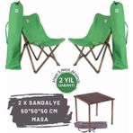 Ahşap Katlanır Masa Sandalye Seti Antrasit Iskelet Yeşil Kılıf -50X50X50 Antrasit Masa - 6456 Ecorce Tube Marron - Polyester
