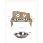 Ahşap Kedi Köpek Mama Su Kabı Standı, Metal Suluk ve Mama Kabı