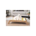 Ahşap Kedi Yatağı – Yıkanabilir Hamak Tasarım-Modern Iç Mekan Kedi Yuvası-Meowood - Sarı - Beyaz