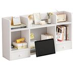 Ahşap kitap rafı, 3 katlı, 5 raflı, bilgisayar masası, ofis, ev, üniversite yurdu, kitaplık ve dekorasyon için