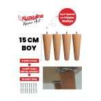 Ahşap Konik Ayak - Mobilya, Koltuk, Tv Ünitesi Uyumlu - 15 Cm Ham- 4 Adet