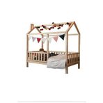 Ahşap Köşk Mobilya 90x190 Uyumlu Çatılı Montessori Yatak Karyola
