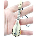 Ahşap Küçük Bağlama Dikiz Ayna Süsü El Yapımı Hediyelik Aksesuar 10 Cm, Minyatür Saz
