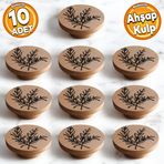 Ahşap Kulp Düğme Ağaç Desenli Çocuk Odası Çekmece Mutfak Mobilya Dolap Kulpu Kulbu Kulpları 10 Adet