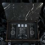 Ahşap Kutulu Retro Tasarımlı Isim & Tarih Yazılı Rakı & Taşlı Viski Kadehi Seti - Siyah