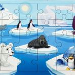 Ahşap Kutup Hayvanları Puzzle - Bebekleri İçin Puzzle - Ahşap Yapboz Oyuncak - Oyuncak Yap-boz - 24