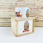 Ahşap Kutusunda Tasarım Cupcake Kupa Bardak