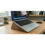 Ahşap Laptop Standı, Minimalist Tasarım, Ceviz Rengi, 19x5 cm, Ofis ve Ev Kullanımı için