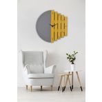 Ahşap Lazer Kesim Sarı Duvar Saati 50 Cm - Rhythm