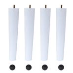 Ahşap Masa Ayakları 4 Masif Ahşap Ayaklar M8 Cıvata Kanepe Ayakları Yedek Mobilya Ayakları Yatak Dolabı Koltuk Masası için Beyaz (50 cm/19,7 inç)