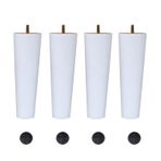 Ahşap Masa Ayakları 4 Masif Ahşap Ayaklar M8 Cıvata Kanepe Ayakları Yedek Mobilya Ayakları Yatak Dolabı Sandalye Masası için Beyaz (10 cm/3,9 inç) - ve Şık