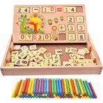 Ahşap Matematik Öğretici Zeka Oyunu, Sayılar ve Çubuklar ile Öğrenme Keyfi - Seçenek 1 - Ahşap Bej - Siyah
